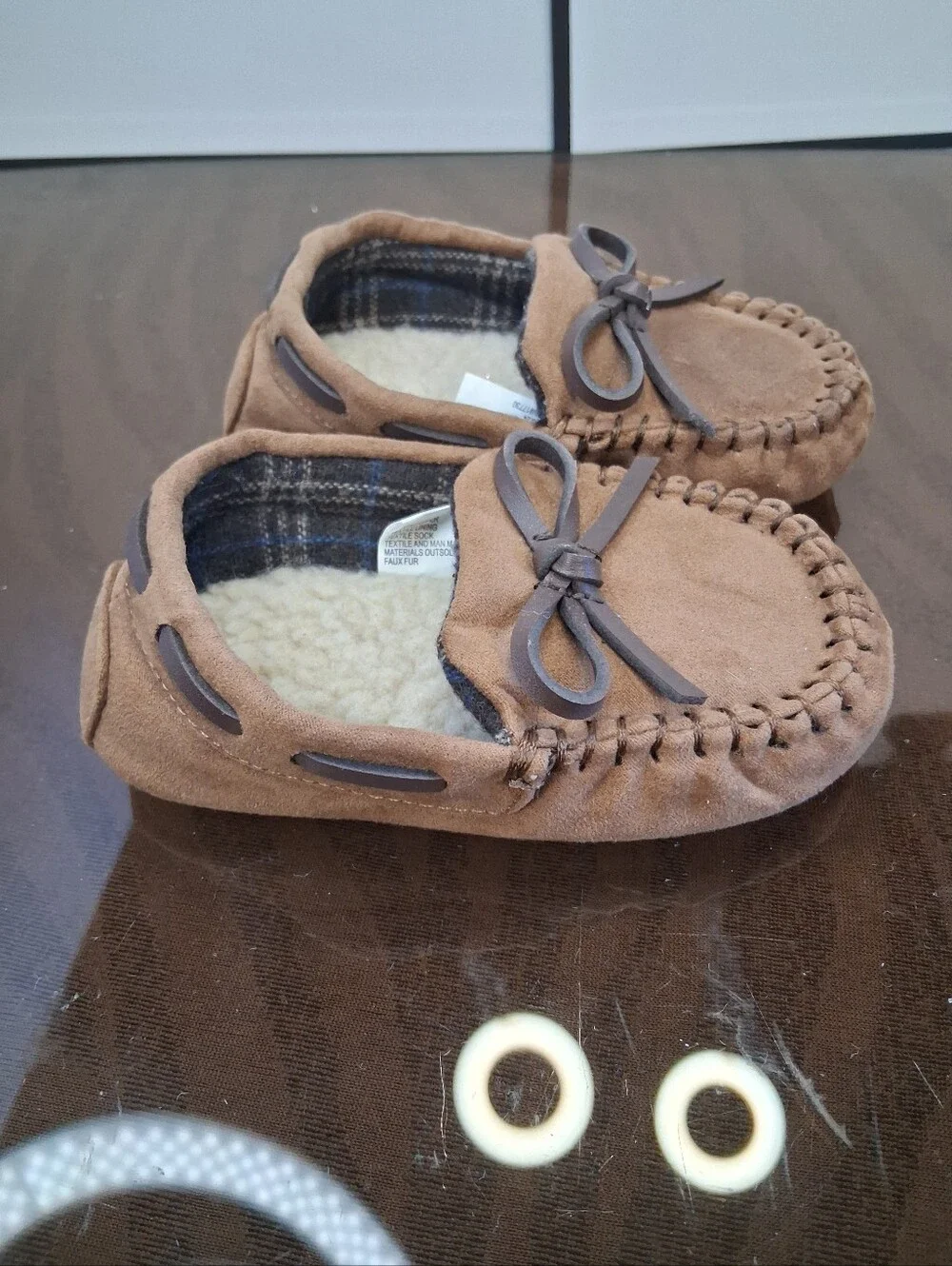Kids Brown Moccasin Slipper with Bow